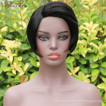 Vigorous Front Lace Human Hair Short Wigs Pixie Cut Bob Wigs Real Indian Hair Glueless Lace Front Wig for Black Women